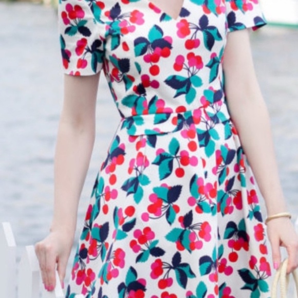 Draper James Cherry Print Fit & Flare Dress • Size 0 - Picture 9 of 9